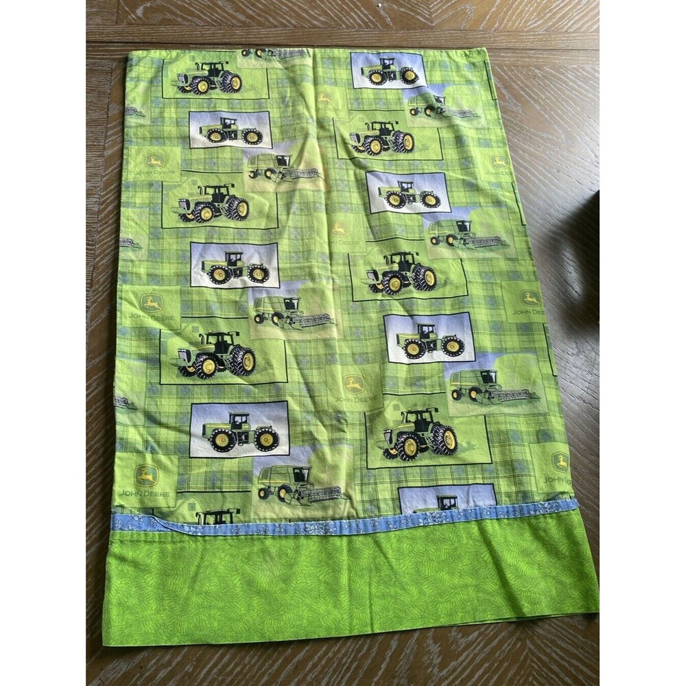 John Deere Pillow Case Tractor Homemade 19 x 29 in Lime Green